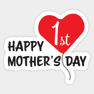 Happy First Mother's day Red Heart Balloon Sticker